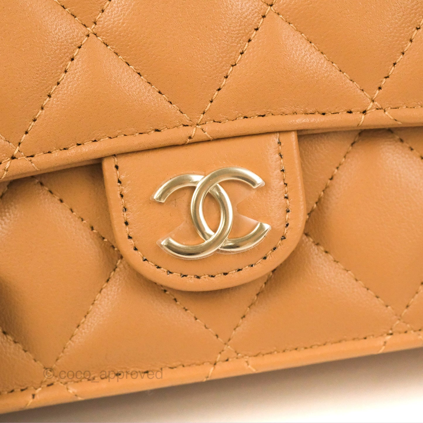 Chanel Top Handle Mini WOC Caramel Dark Beige Lambskin Gold Hardware