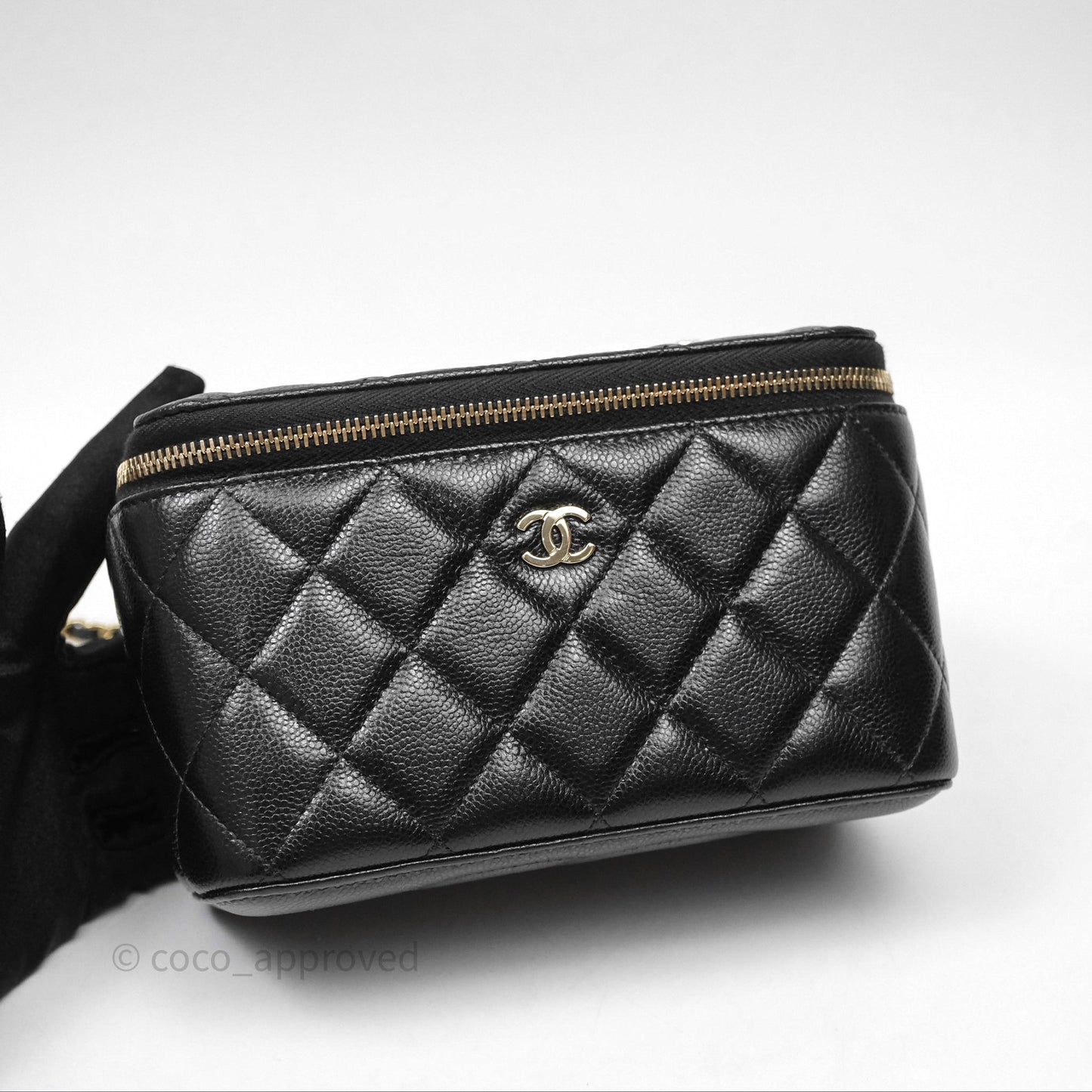 Chanel Classic Vanity with Chain Black Caviar Gold Hardware