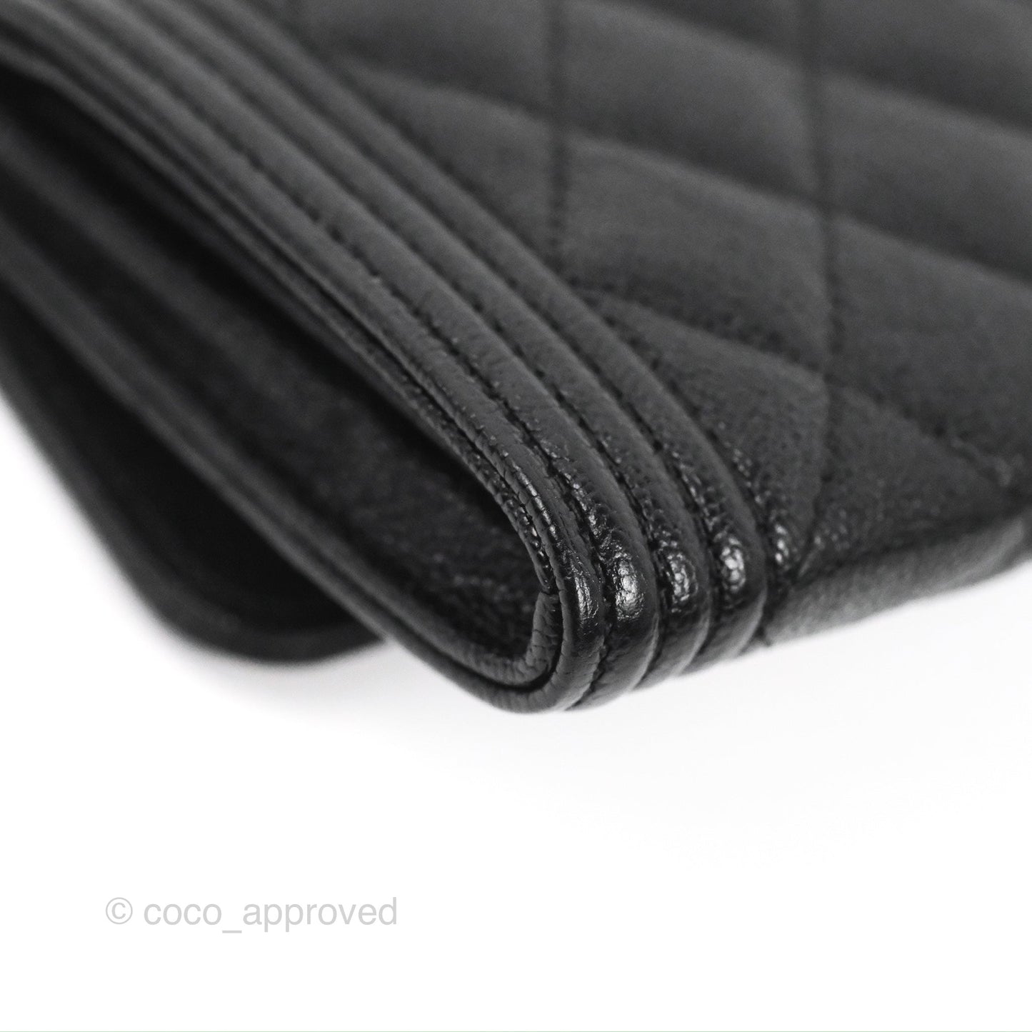 Chanel Quilted Boy Flap Coin Purse Black Caviar Aged Gold Hardware