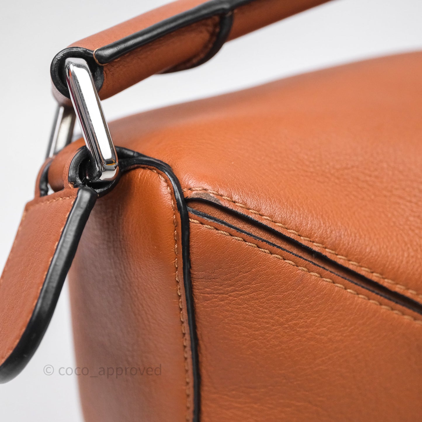 Loewe Small Puzzle Bag Tan Calfskin Silver Hardware