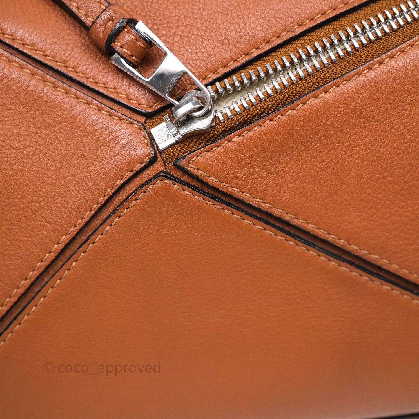 Loewe Small Puzzle Bag Tan Calfskin Silver Hardware