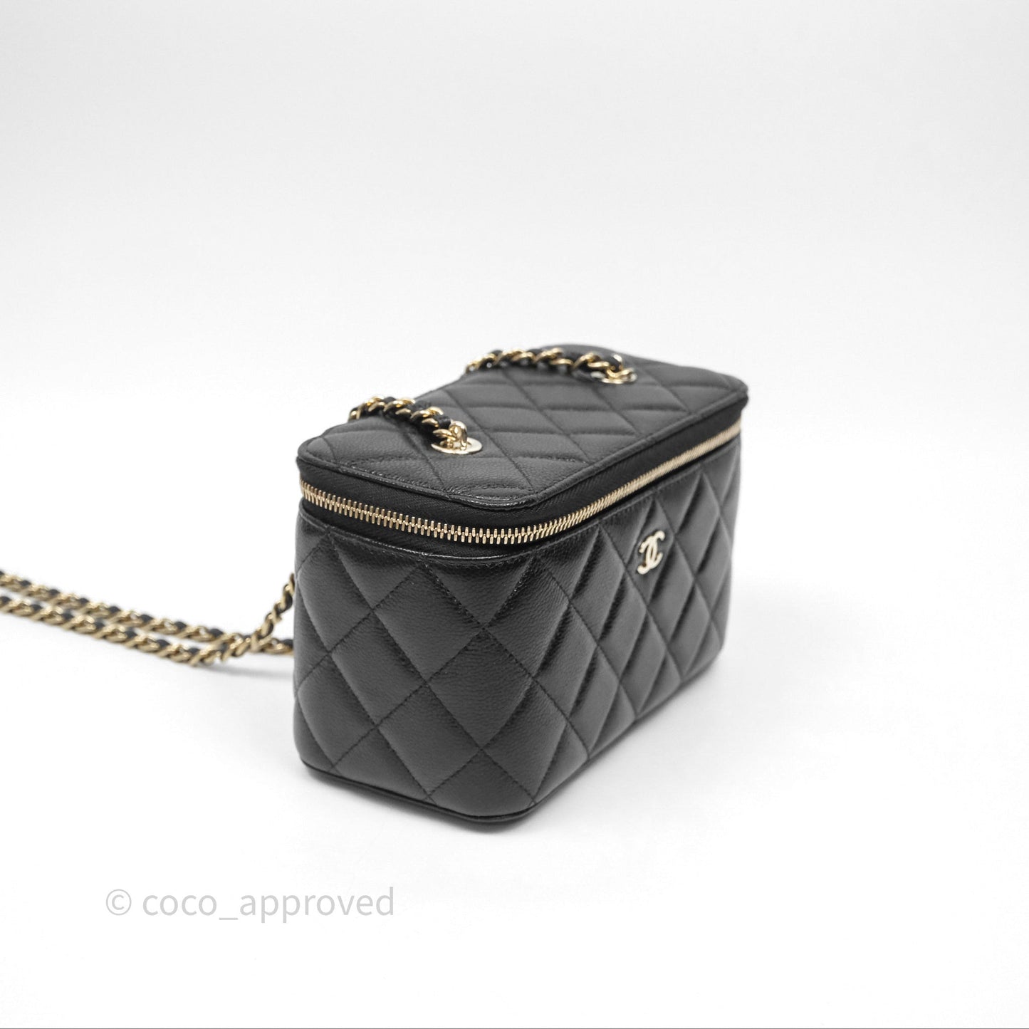 Chanel Classic Vanity with Chain Black Caviar Gold Hardware