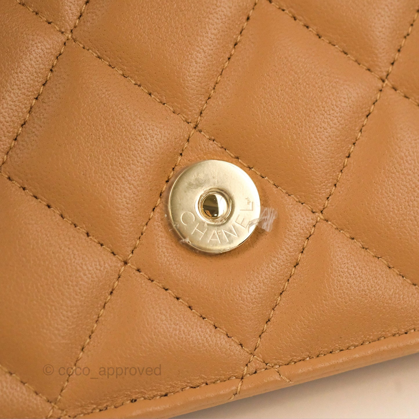 Chanel Top Handle Mini WOC Caramel Dark Beige Lambskin Gold Hardware