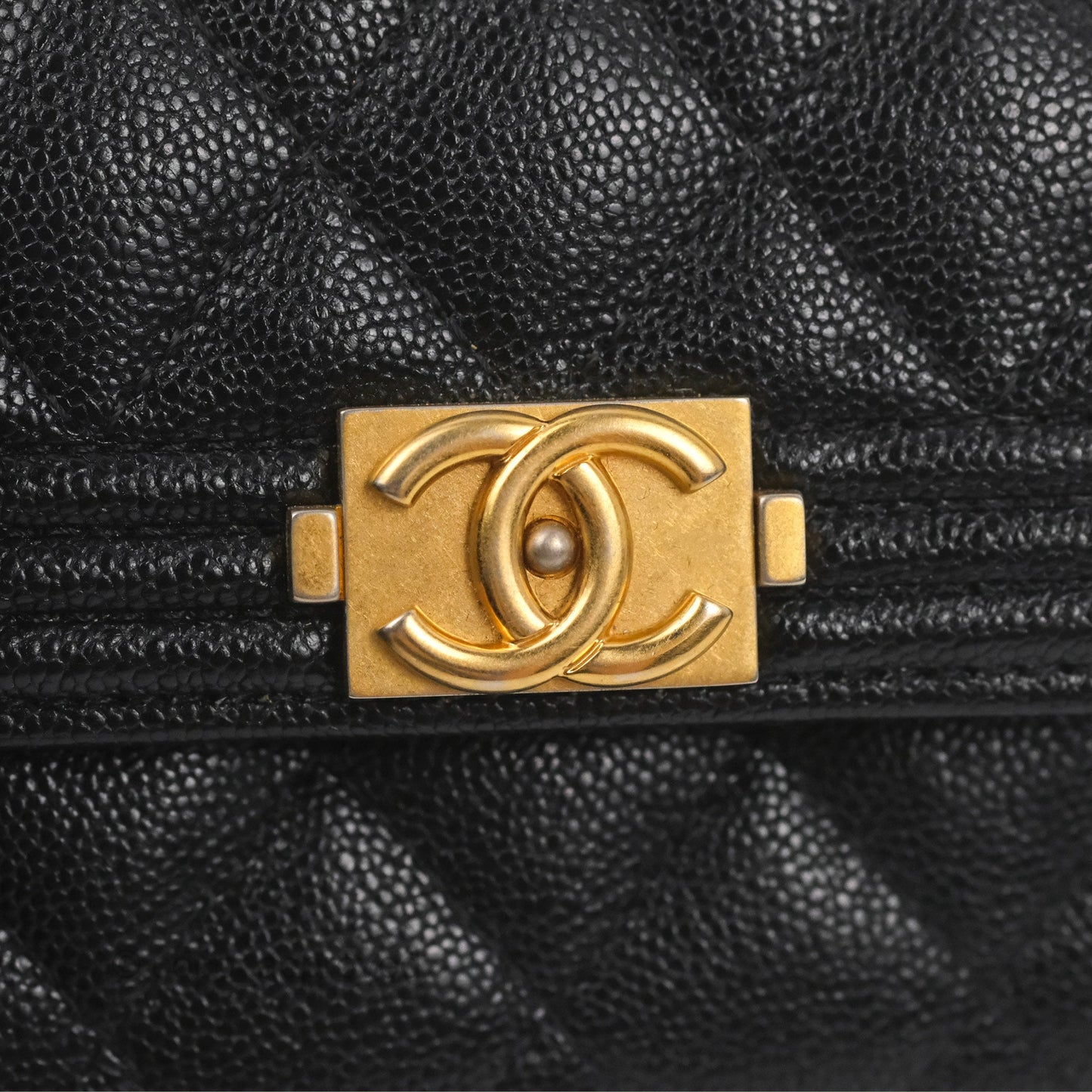 Chanel Quilted Boy Flap Coin Purse Black Caviar Aged Gold Hardware