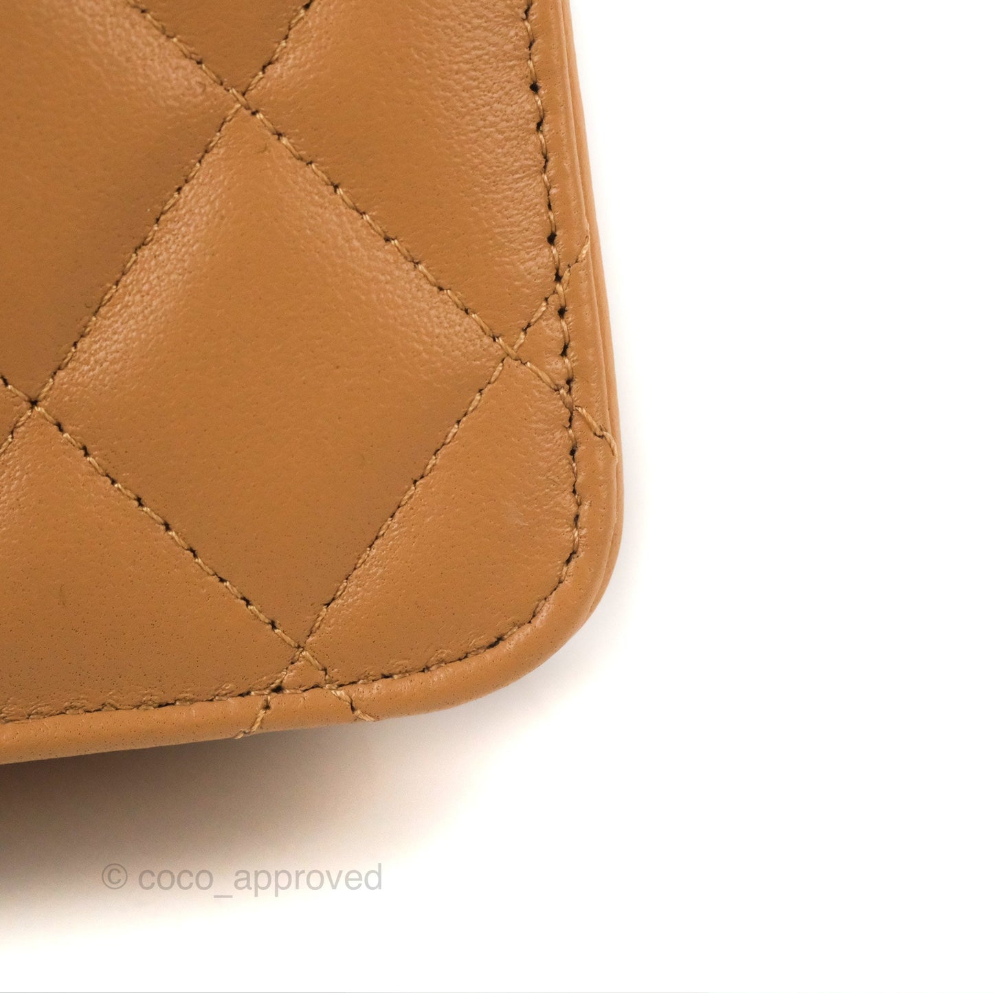 Chanel Top Handle Mini WOC Caramel Dark Beige Lambskin Gold Hardware