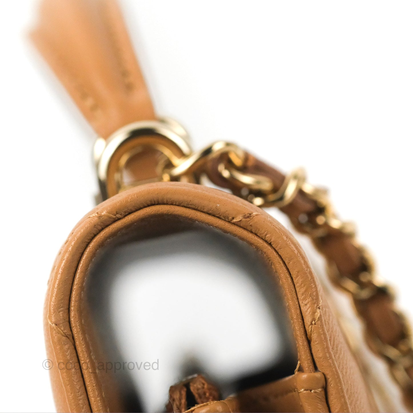 Chanel Top Handle Mini WOC Caramel Dark Beige Lambskin Gold Hardware
