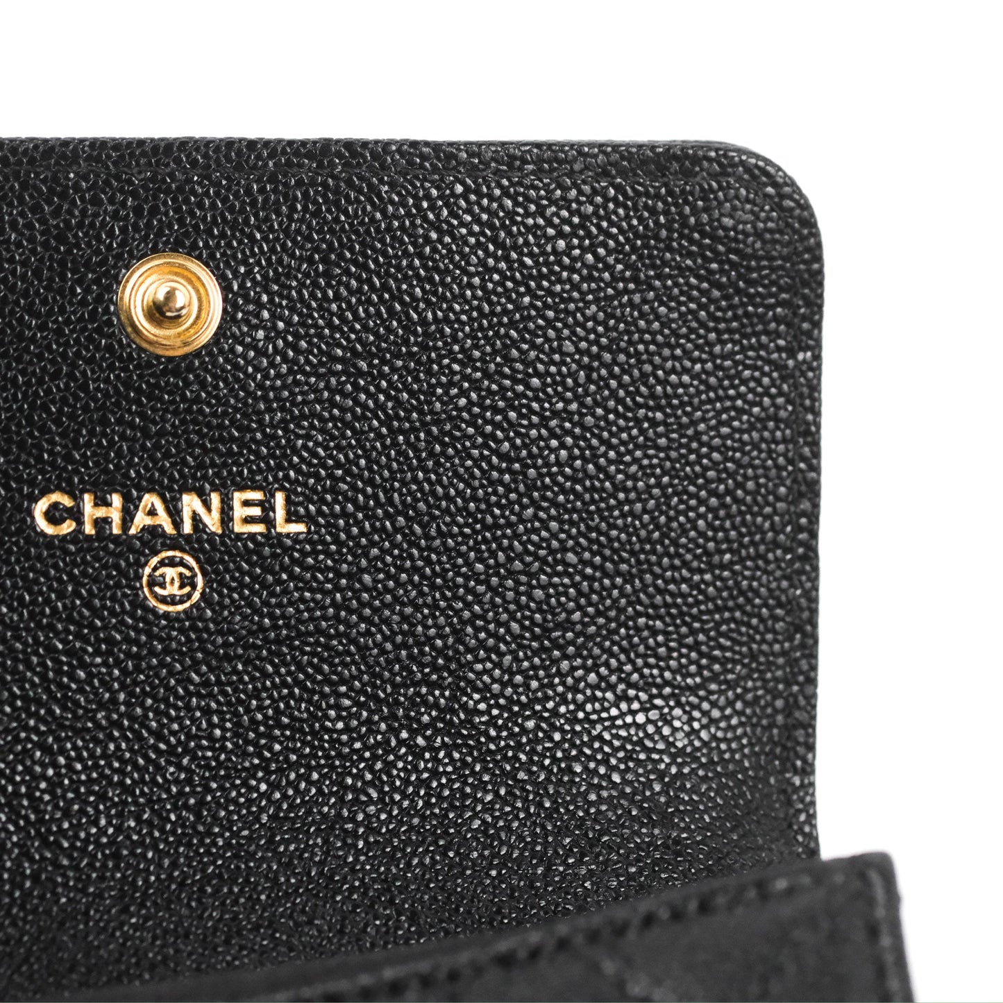 Chanel Quilted Boy Flap Coin Purse Black Caviar Aged Gold Hardware