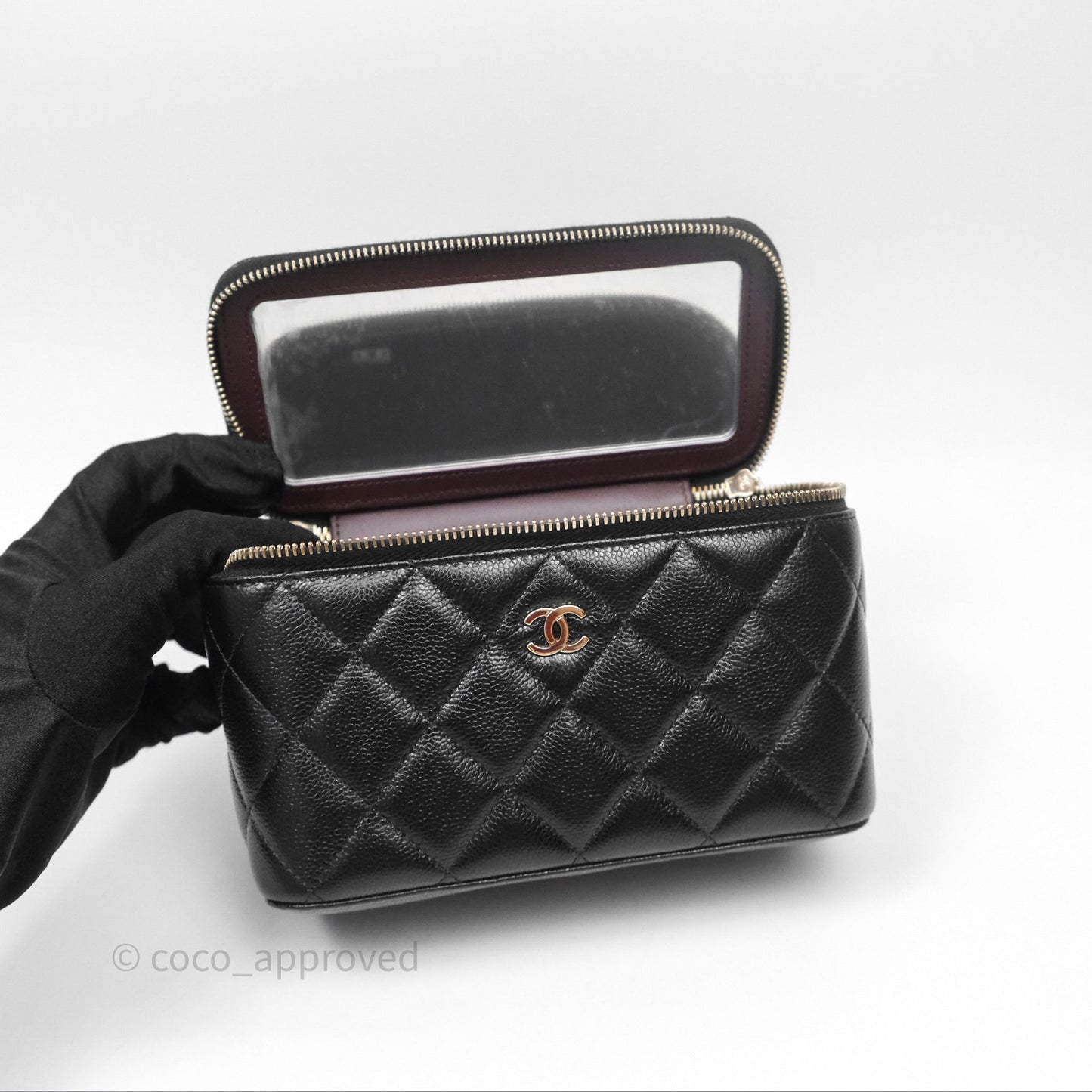 Chanel Classic Vanity with Chain Black Caviar Gold Hardware
