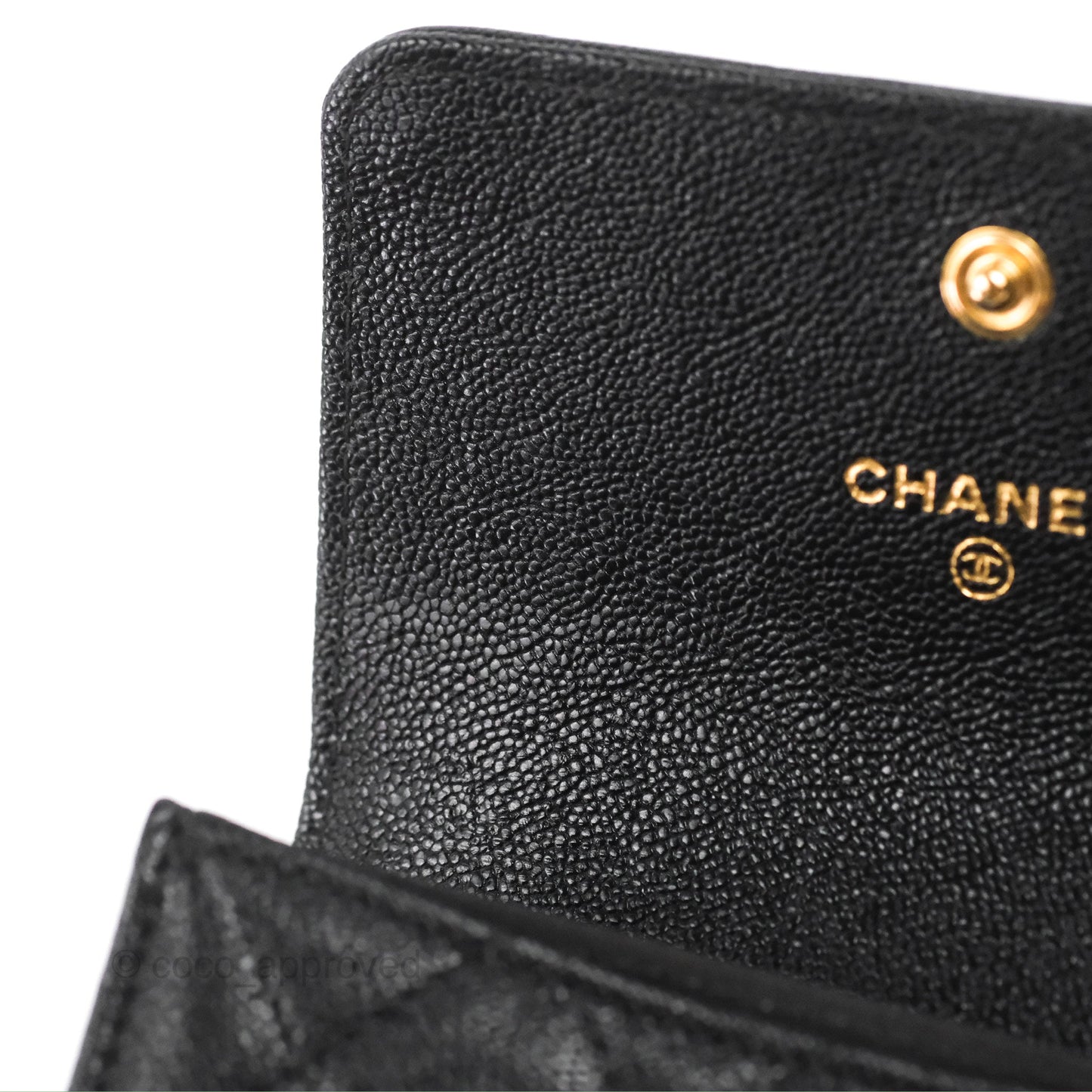 Chanel Quilted Boy Flap Coin Purse Black Caviar Aged Gold Hardware