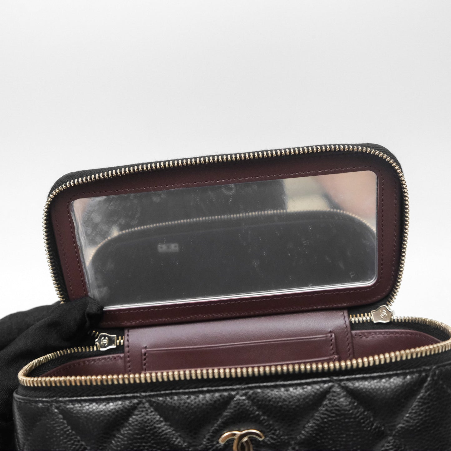 Chanel Classic Vanity with Chain Black Caviar Gold Hardware