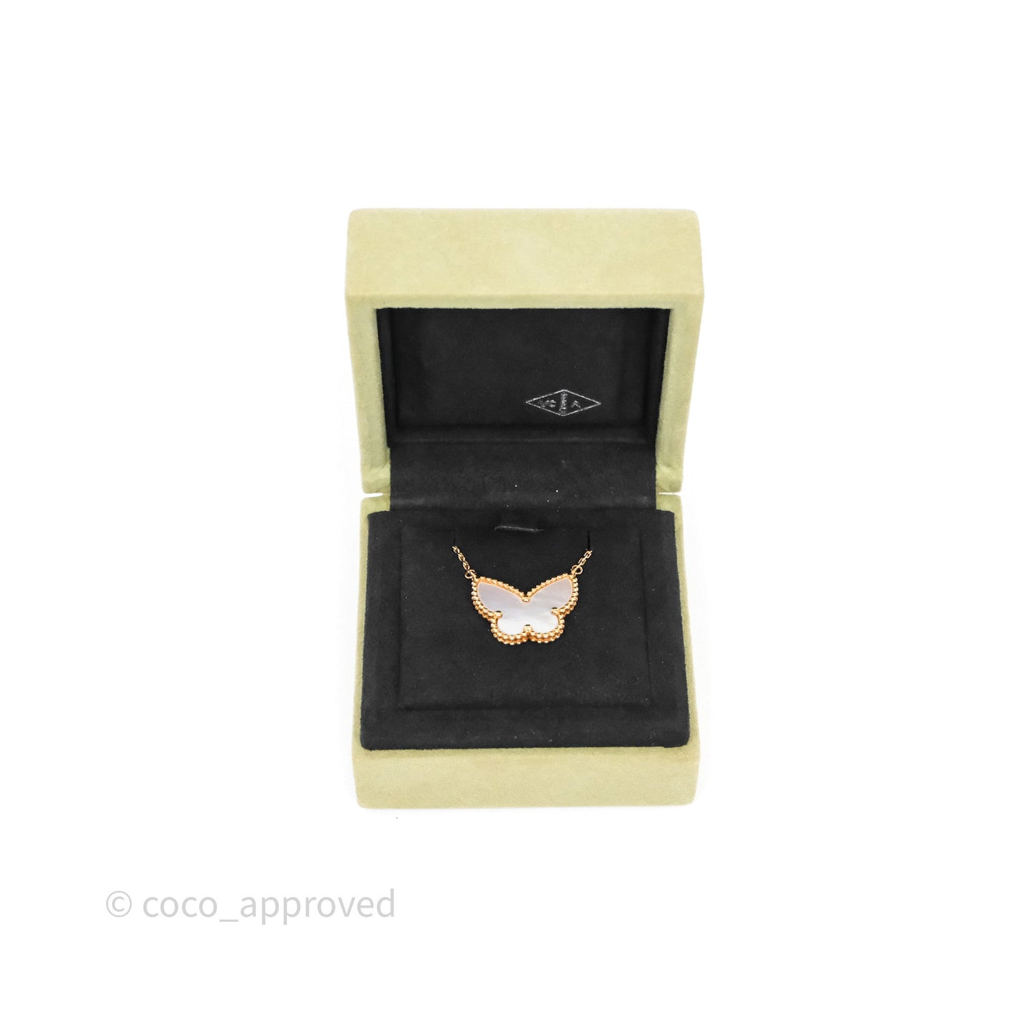 Van Cleef & Arpels Lucky Alhambra Butterfly Pendant Necklace Mother-of-pearl 18K Yellow Gold
