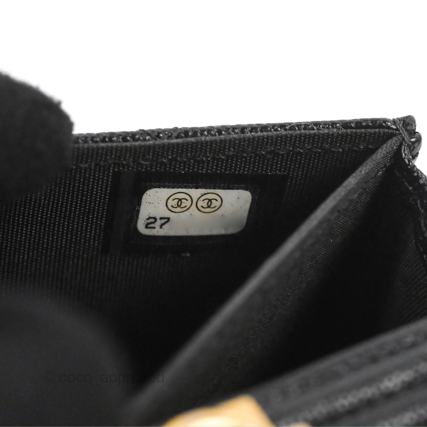 Chanel Quilted Boy Flap Coin Purse Black Caviar Aged Gold Hardware