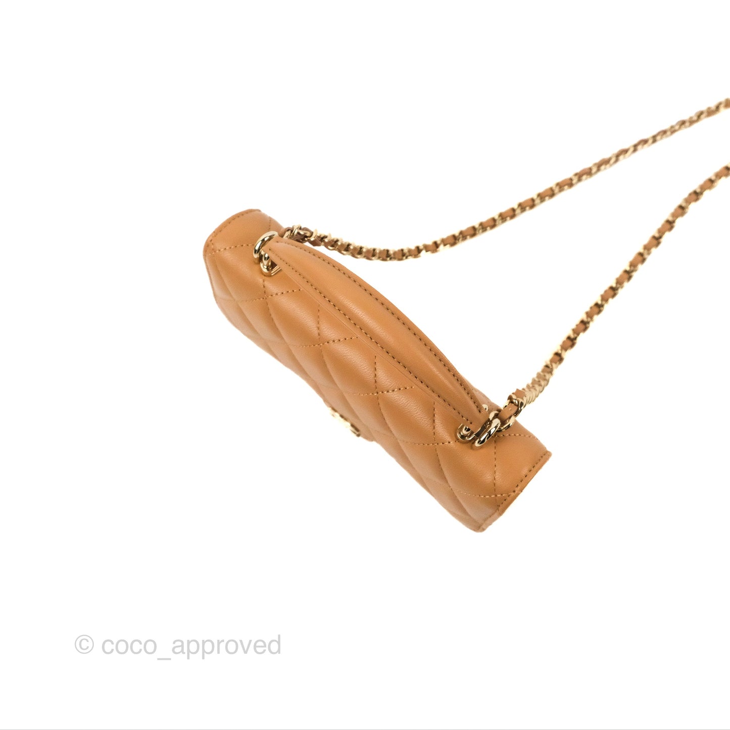 Chanel Top Handle Mini WOC Caramel Dark Beige Lambskin Gold Hardware
