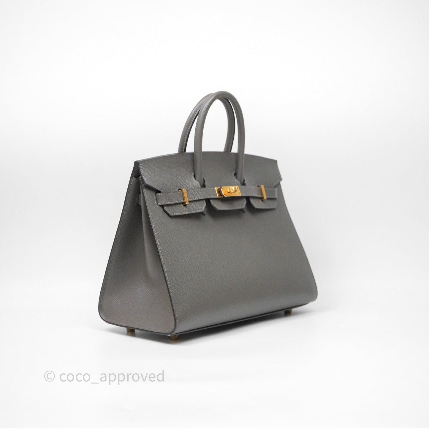 Hermes Birkin 25 Sellier Gris Meyer 0L Epsom Gold Hardware