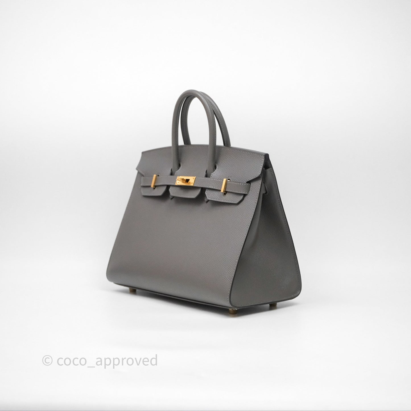 Hermes Birkin 25 Sellier Gris Meyer 0L Epsom Gold Hardware