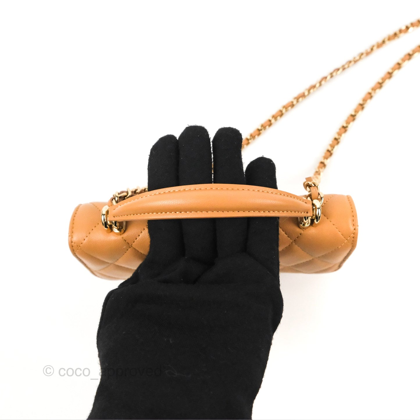 Chanel Top Handle Mini WOC Caramel Dark Beige Lambskin Gold Hardware