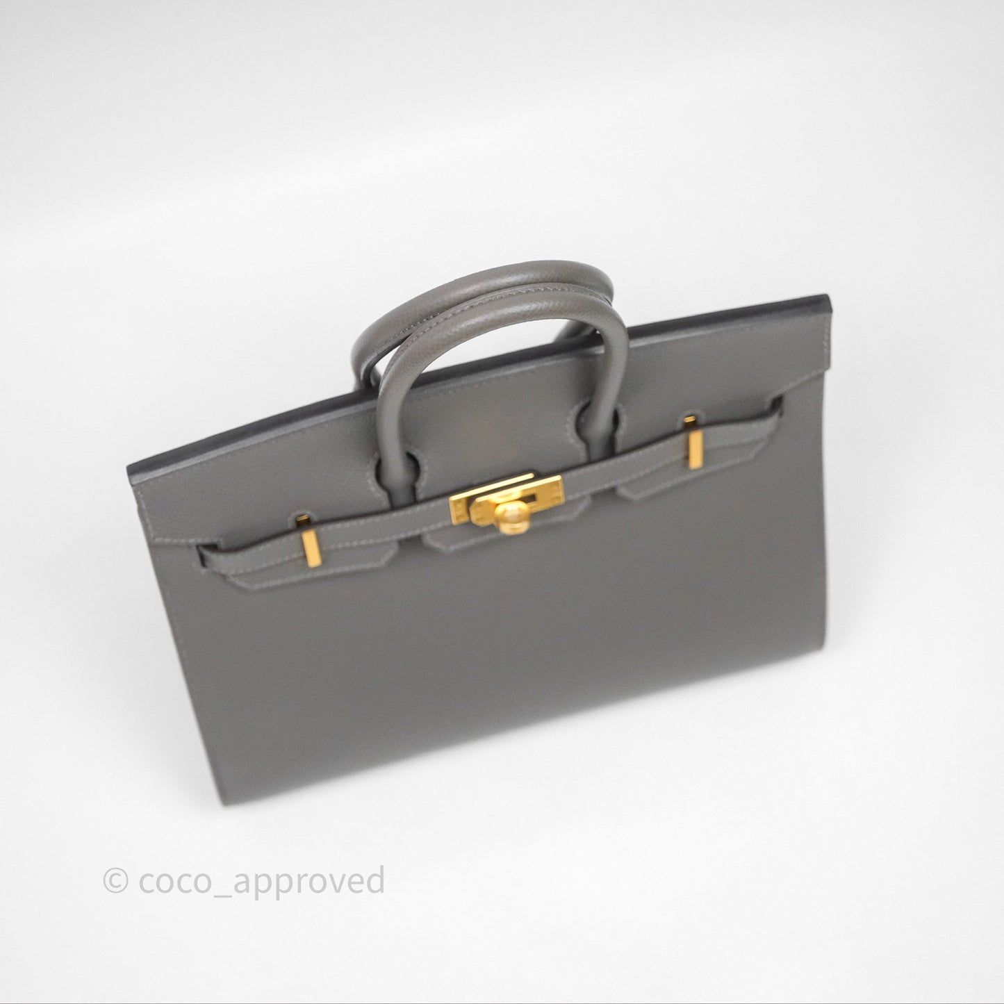 Hermes Birkin 25 Sellier Gris Meyer 0L Epsom Gold Hardware