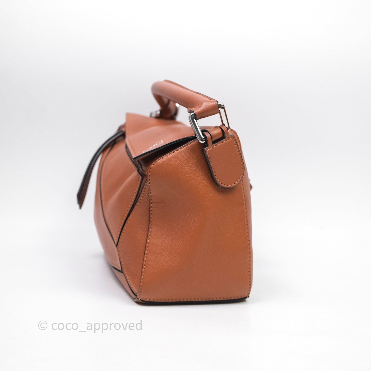 Loewe Small Puzzle Bag Tan Calfskin Silver Hardware