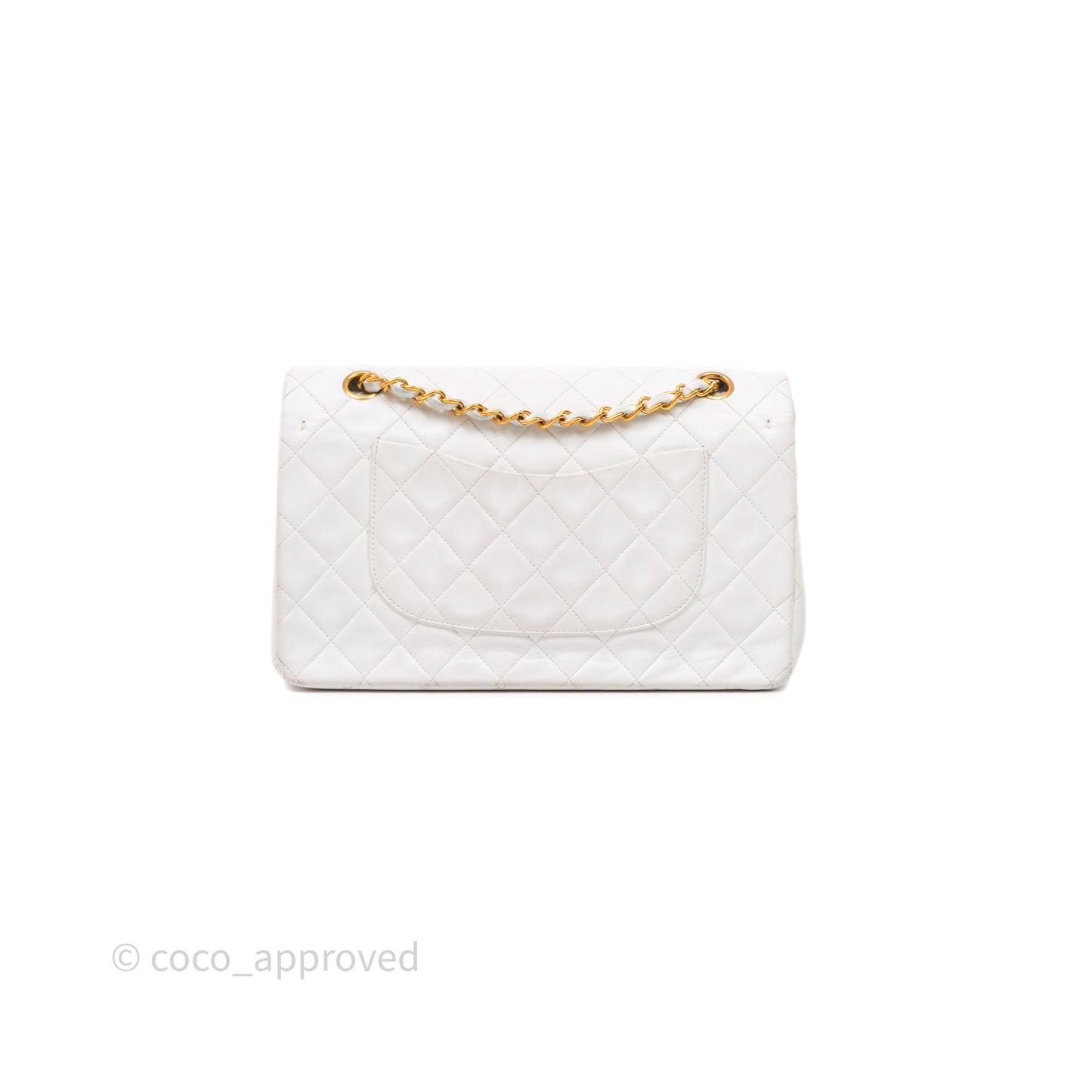 Chanel Classic Vintage Double Flap M/L White Lambskin 24K Gold Hardware