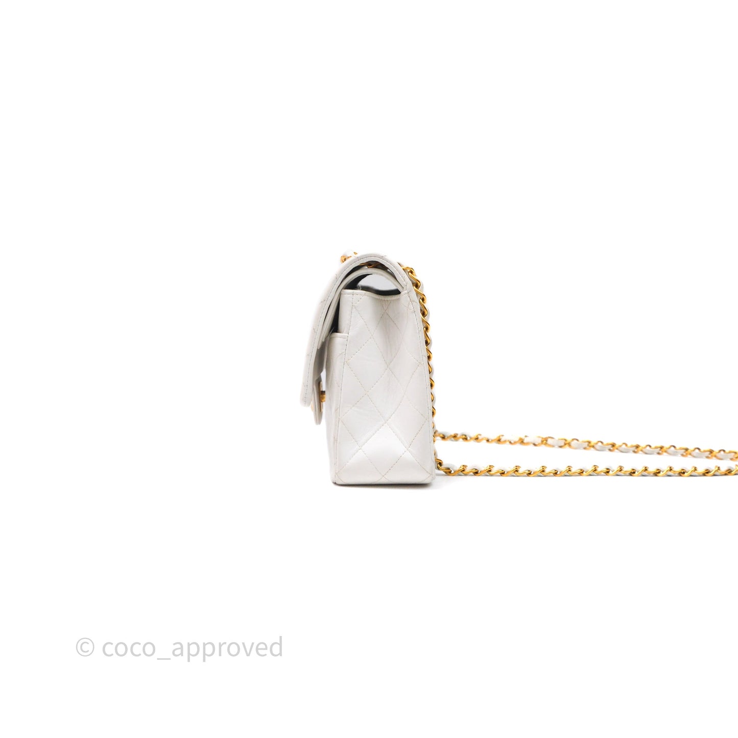 Chanel Classic Vintage Double Flap M/L White Lambskin 24K Gold Hardware