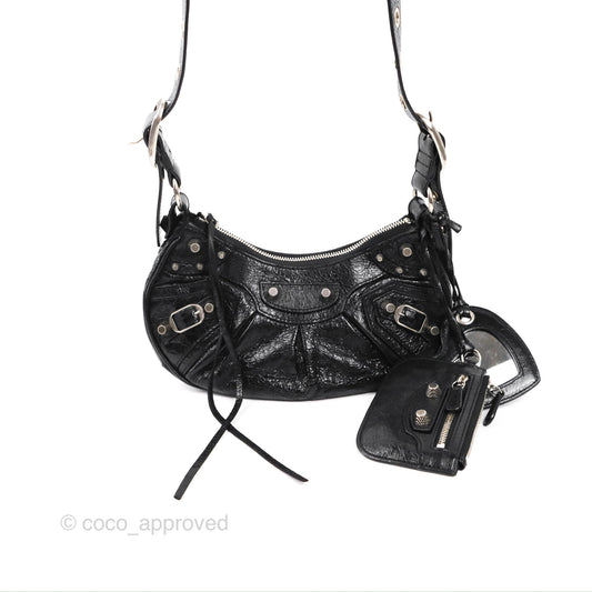 Balenciaga Le Cagole Shoulder Bag Black Calfskin Silver Hardware