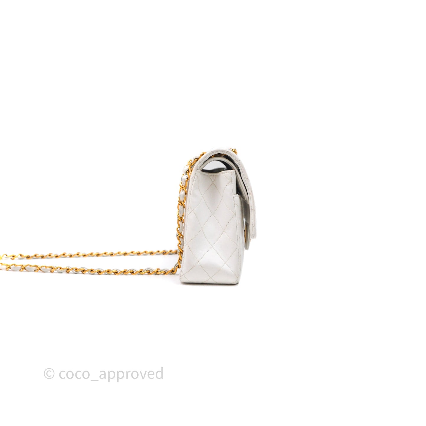 Chanel Classic Vintage Double Flap M/L White Lambskin 24K Gold Hardware