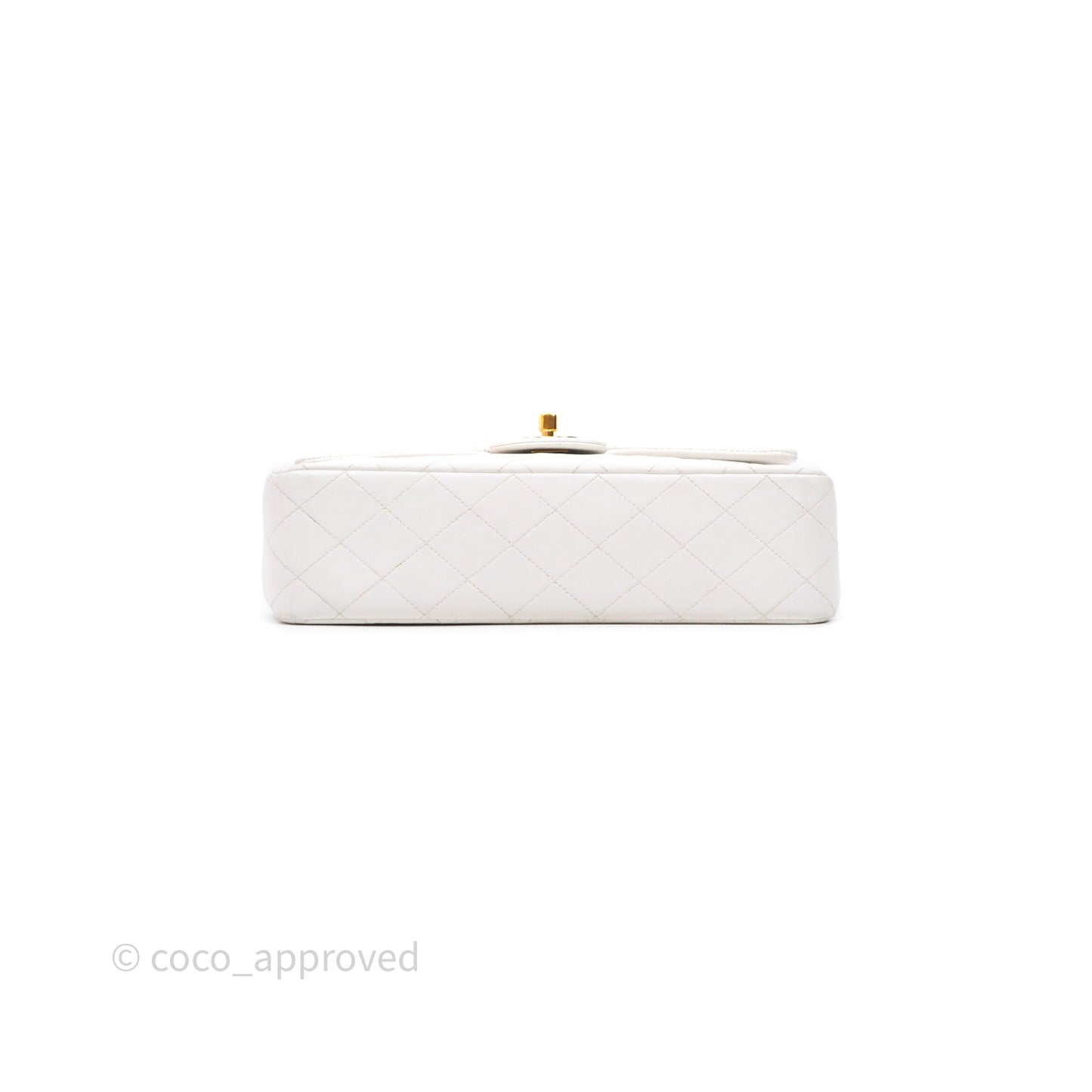 Chanel Classic Vintage Double Flap M/L White Lambskin 24K Gold Hardware