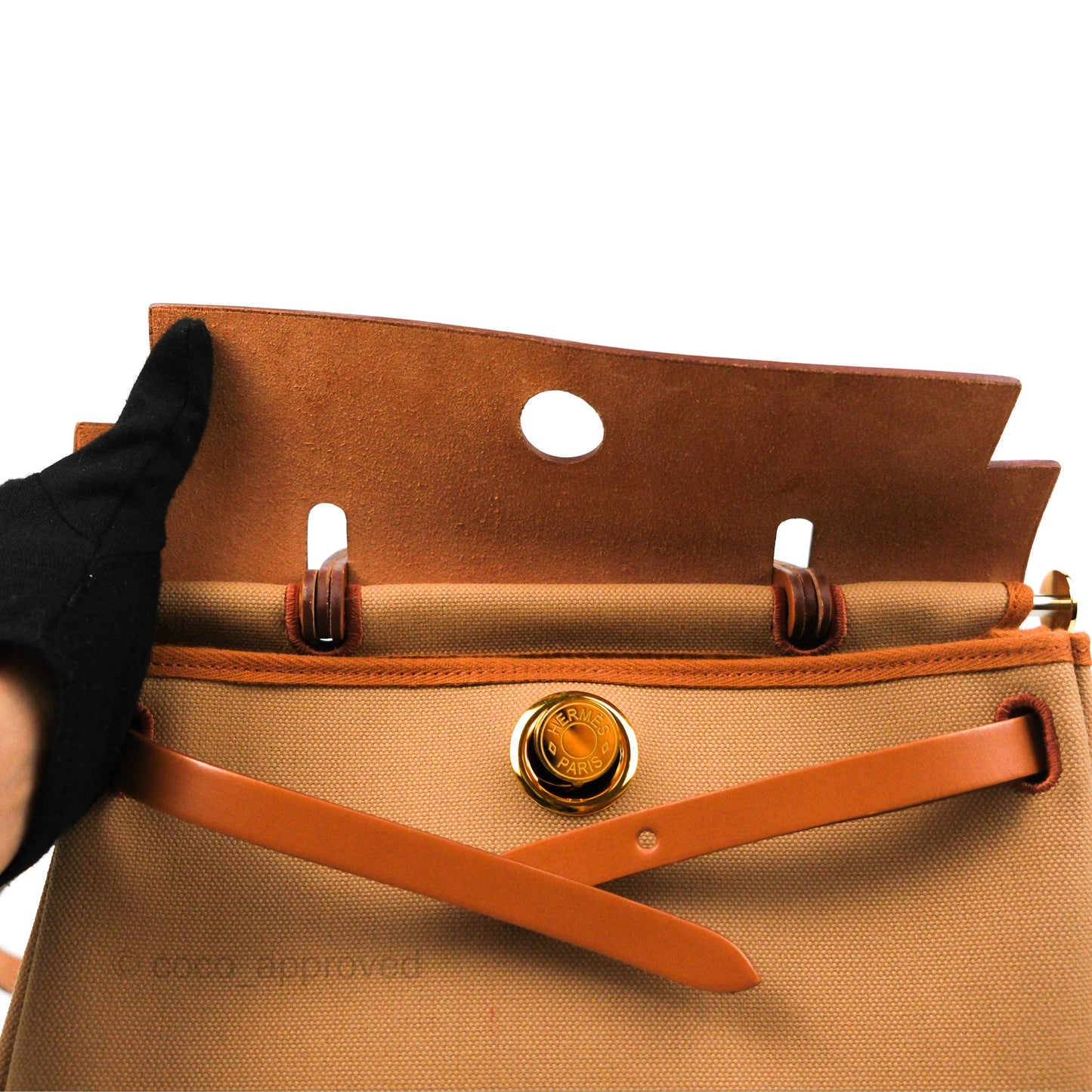 Hermès Herbag Zip Retourne 31 Chai 0M/Fauve 34 Canvas Gold Hardware