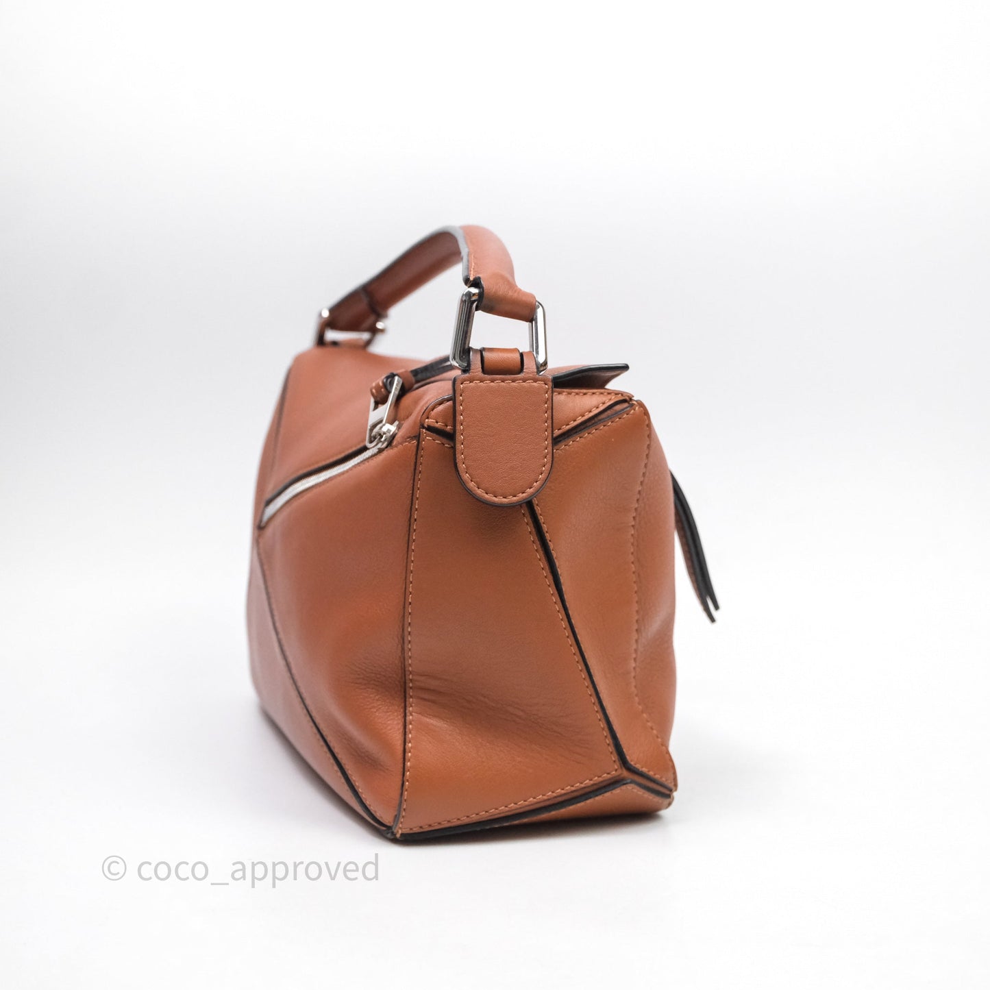 Loewe Small Puzzle Bag Tan Calfskin Silver Hardware