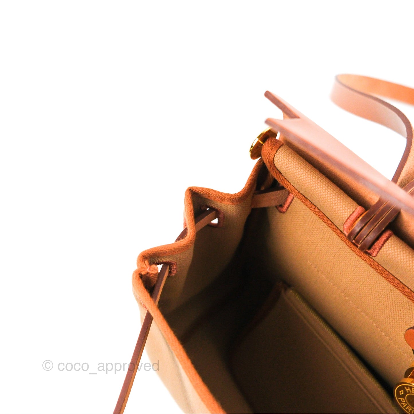 Hermès Herbag Zip Retourne 31 Chai 0M/Fauve 34 Canvas Gold Hardware