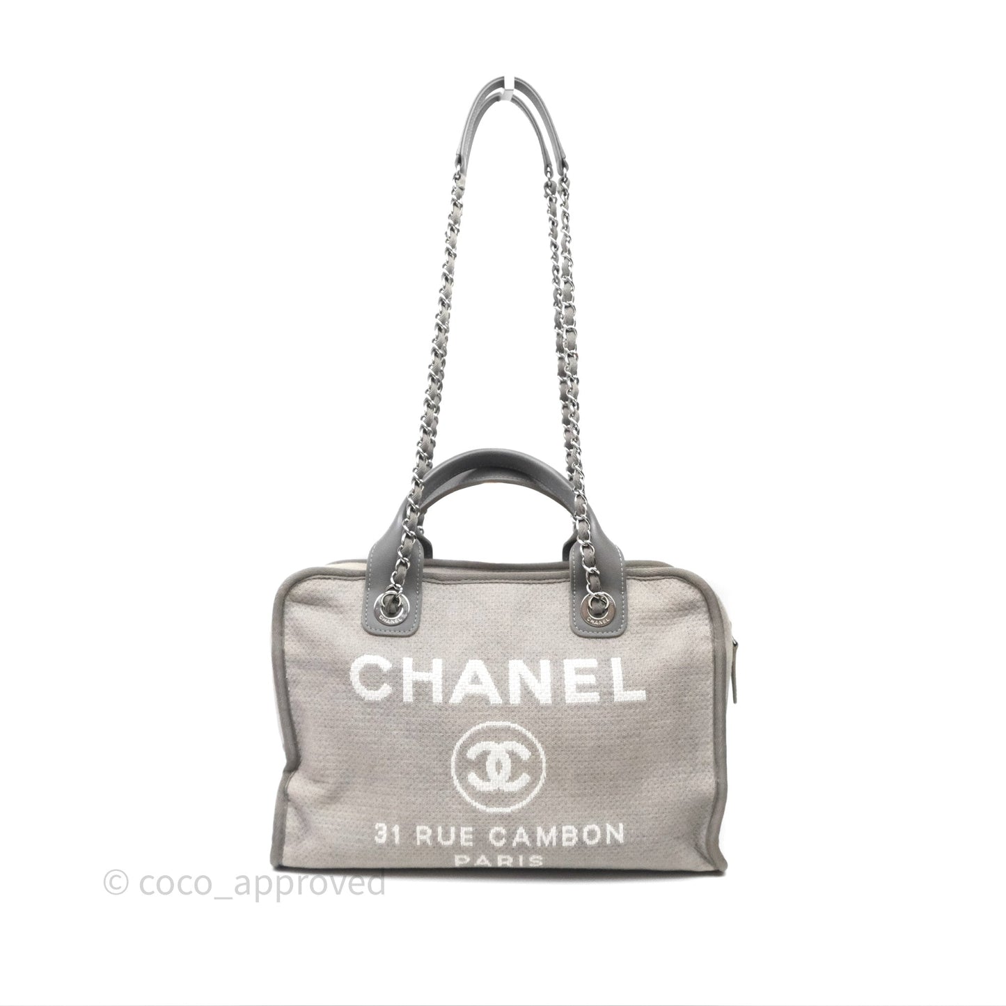 Chanel Deauville Bowling Bag Grey Silver Hardware