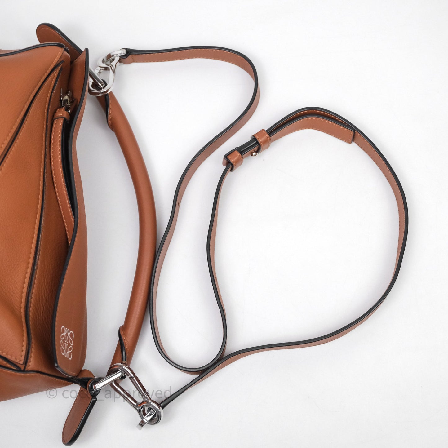 Loewe Small Puzzle Bag Tan Calfskin Silver Hardware