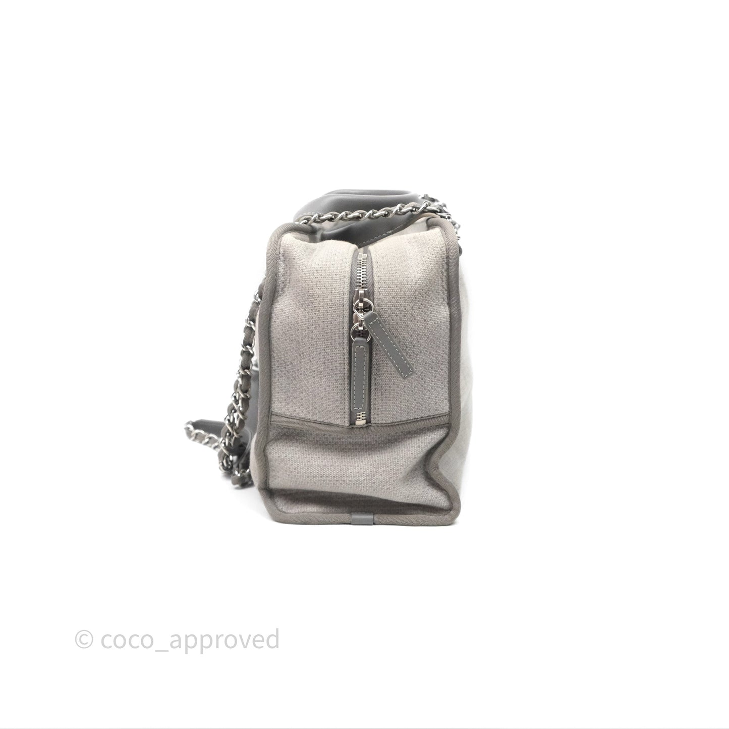 Chanel Deauville Bowling Bag Grey Silver Hardware
