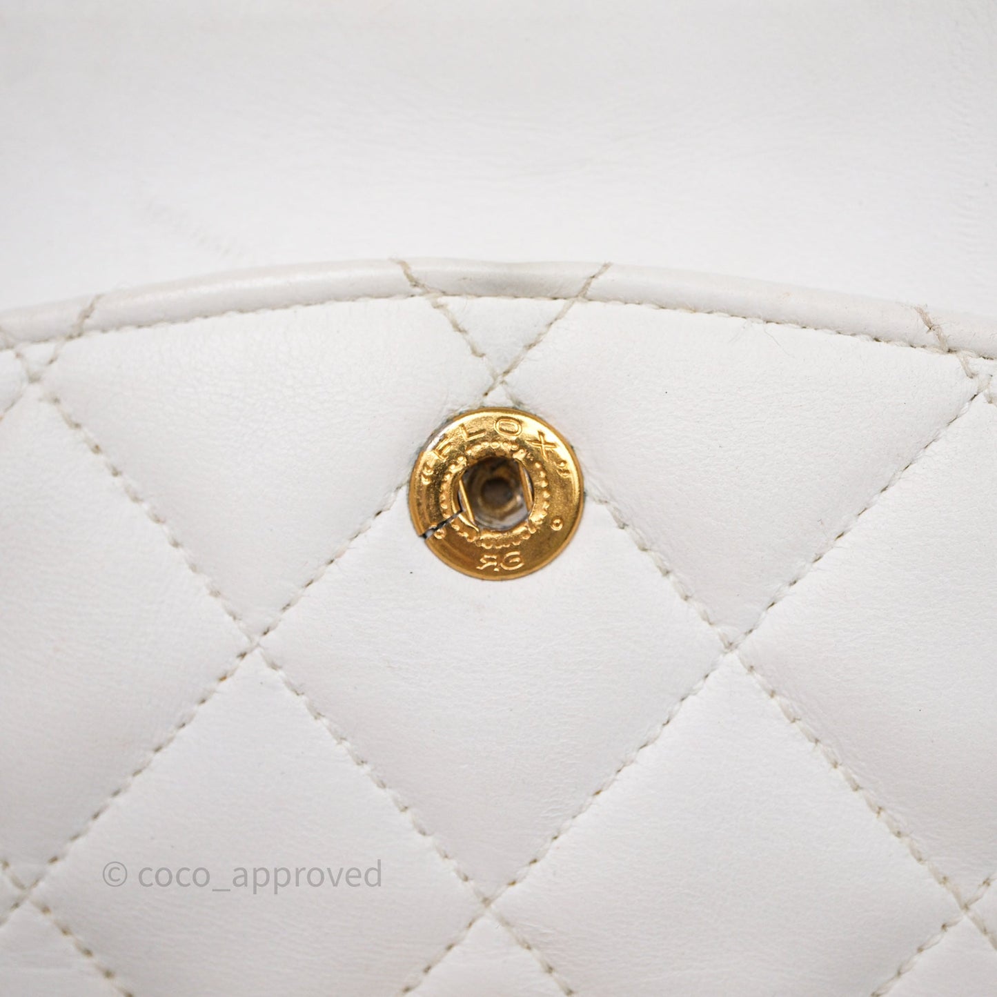 Chanel Classic Vintage Double Flap M/L White Lambskin 24K Gold Hardware