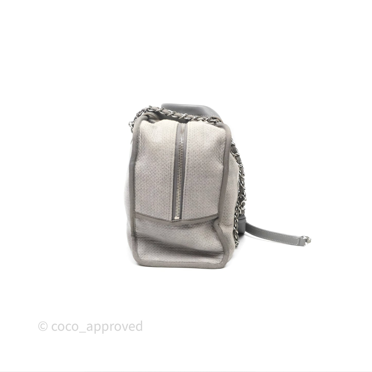 Chanel Deauville Bowling Bag Grey Silver Hardware