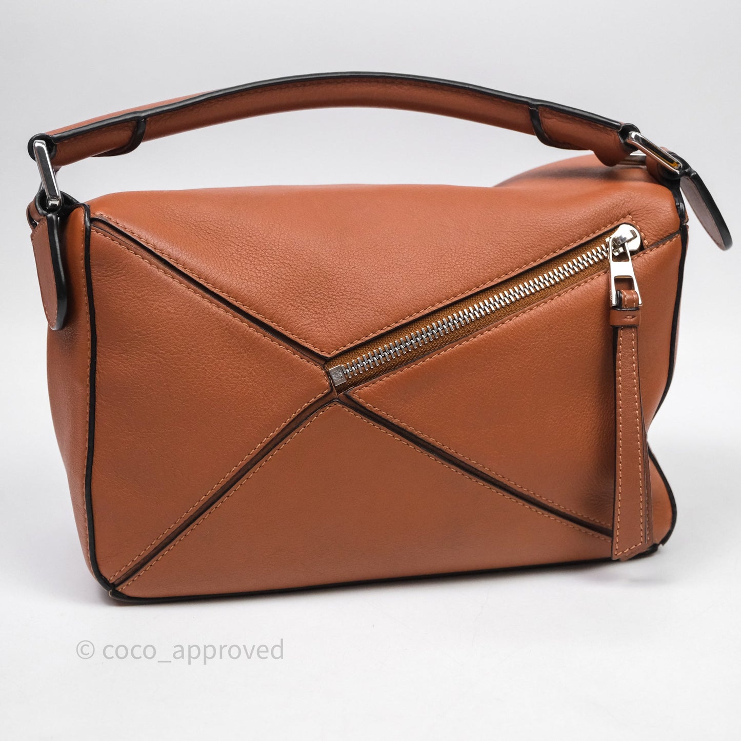 Loewe Small Puzzle Bag Tan Calfskin Silver Hardware