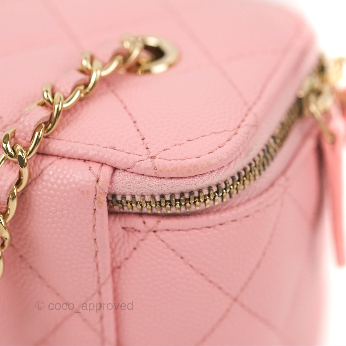 Chanel Classic Vanity with Chain Pink Caviar Gold Hardware