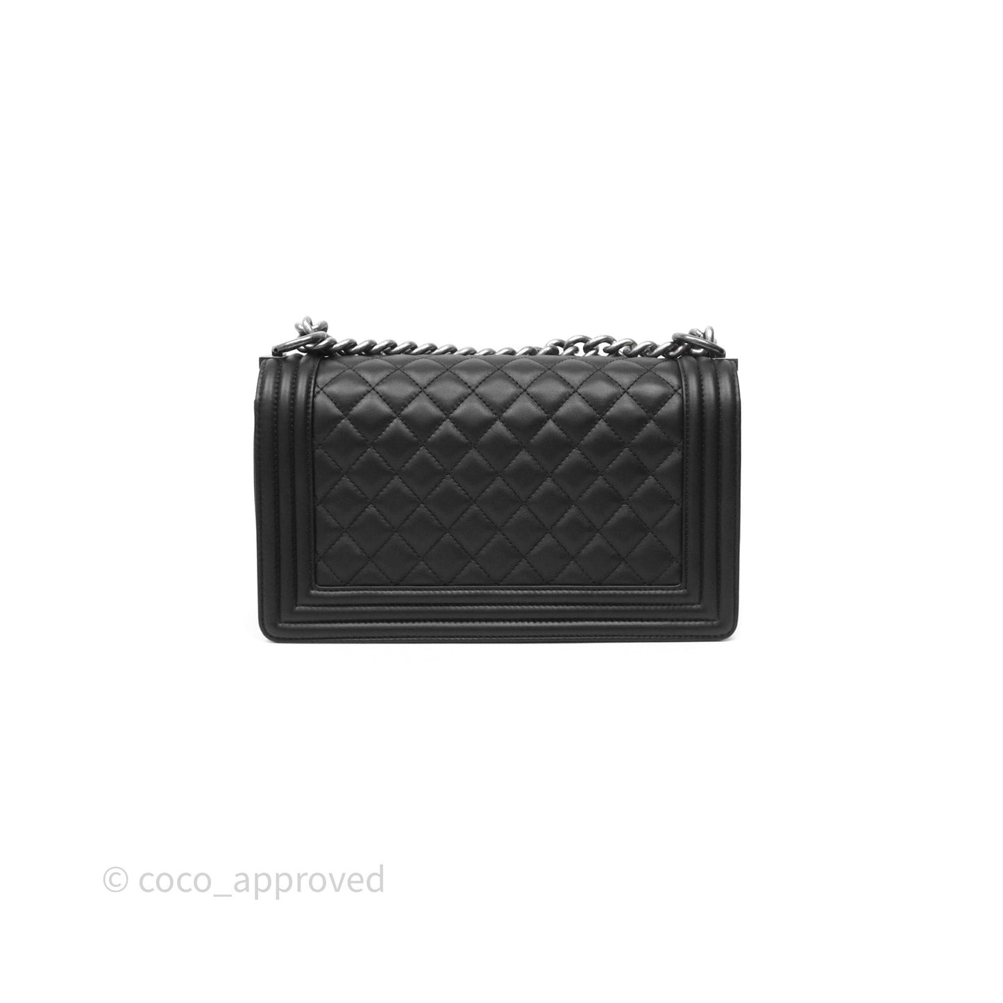 Chanel Quilted Medium Boy Black Lambskin Ruthenium Hardware