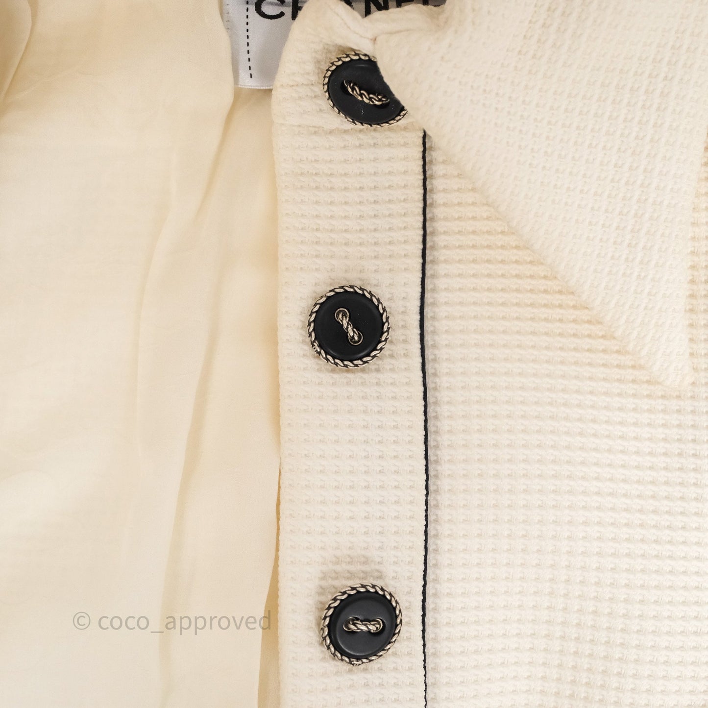 Chanel Jacket Cotton Tweed White/ Black Size 36