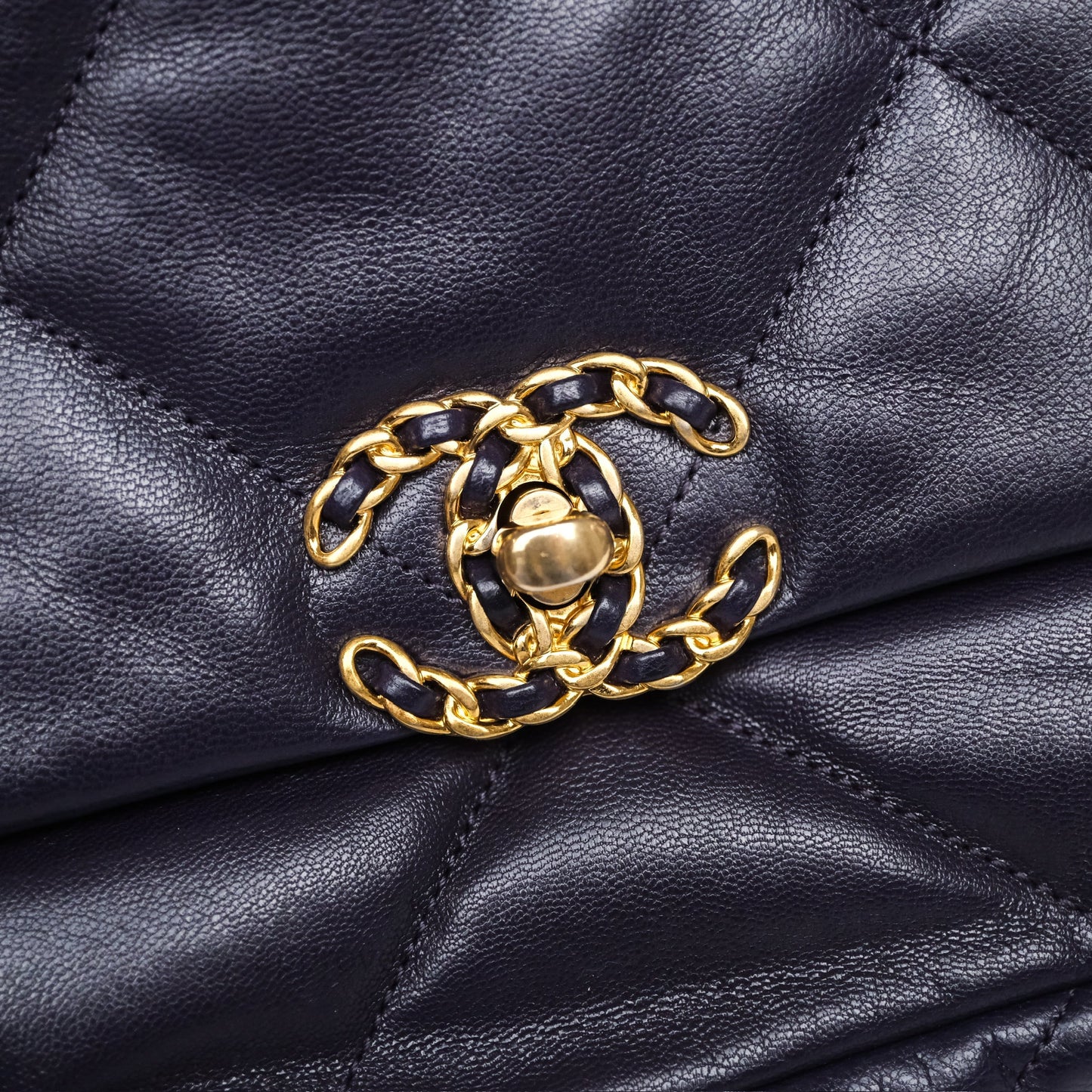 Chanel 19 Small Dark Purple Mixed Hardware