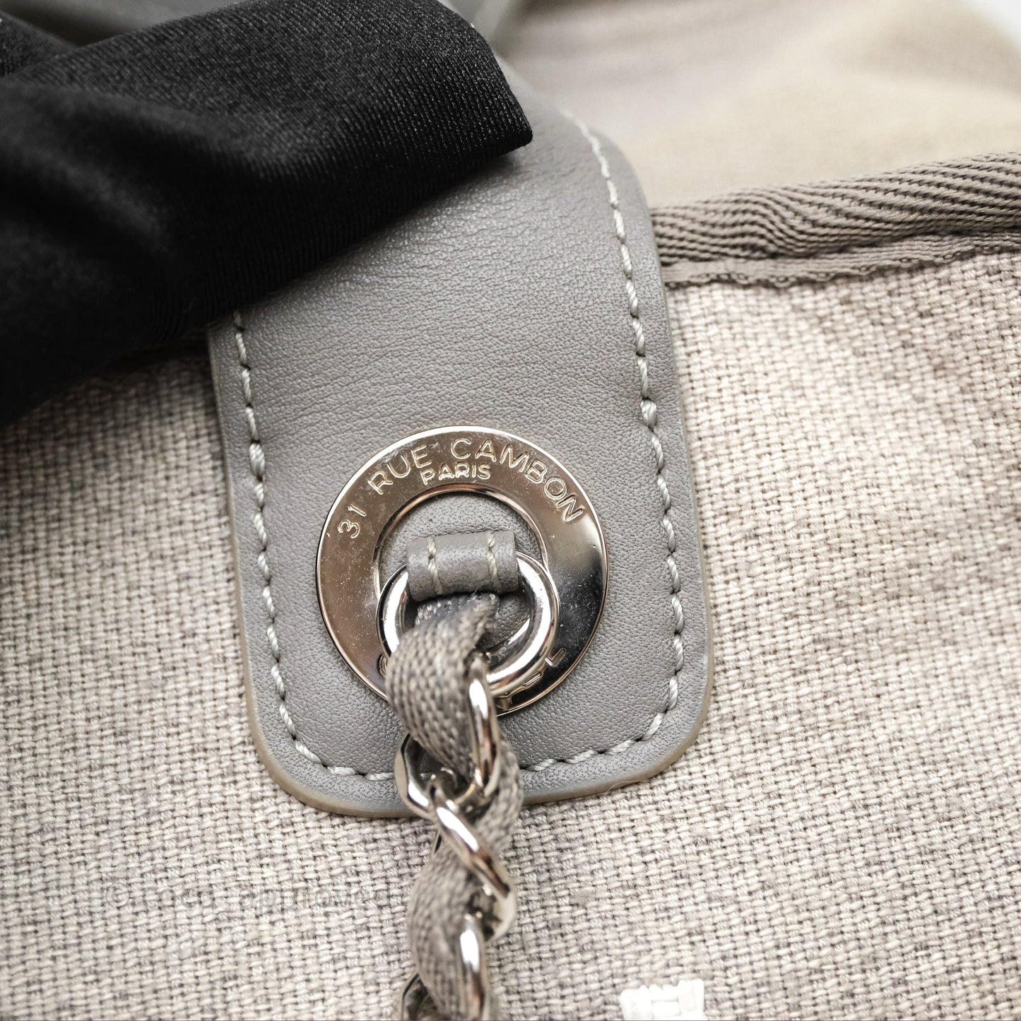 Chanel Deauville Bowling Bag Grey Silver Hardware
