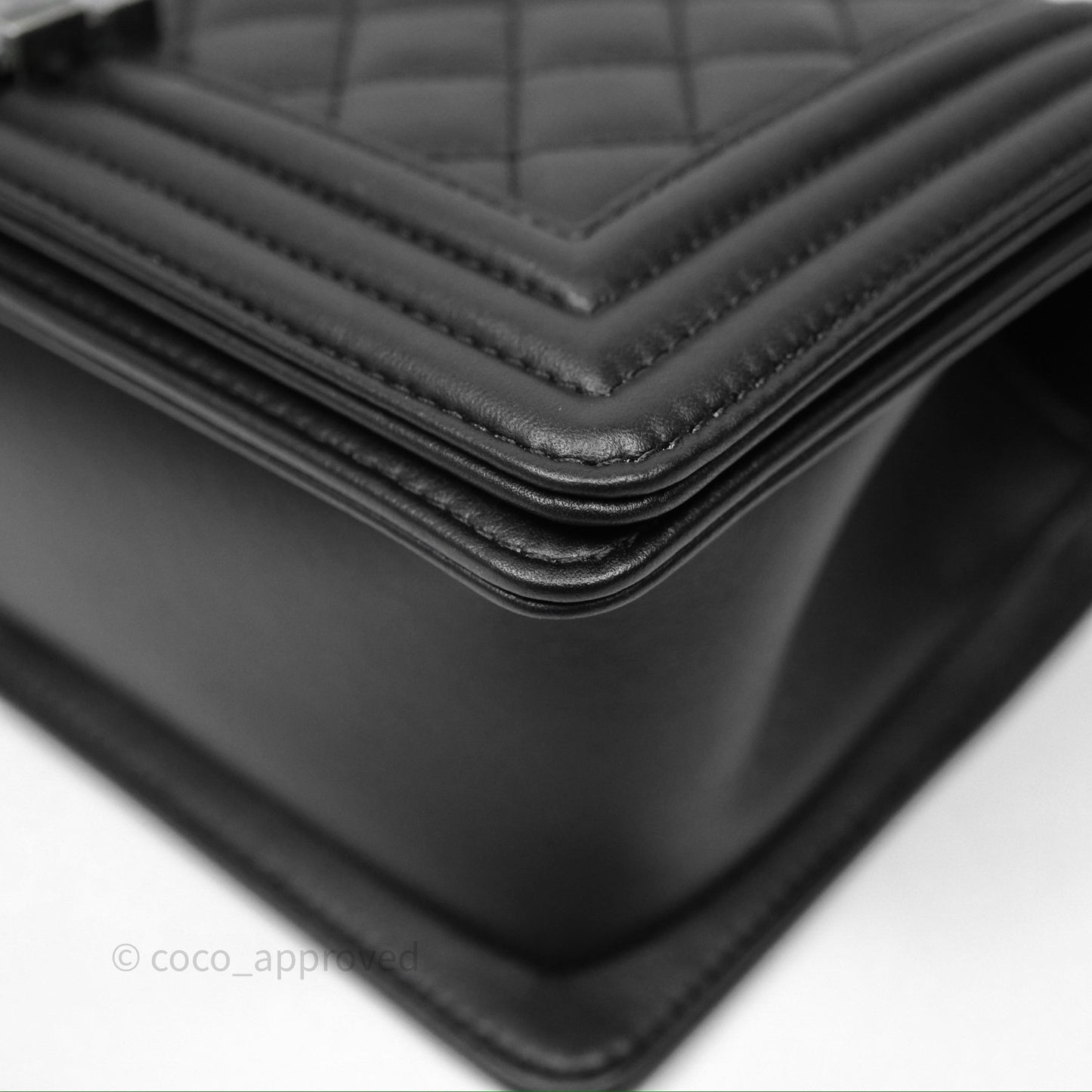 Chanel Quilted Medium Boy Black Lambskin Ruthenium Hardware