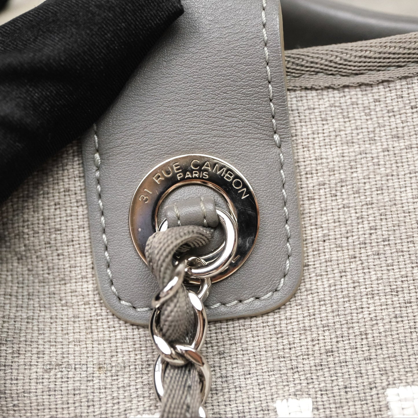 Chanel Deauville Bowling Bag Grey Silver Hardware