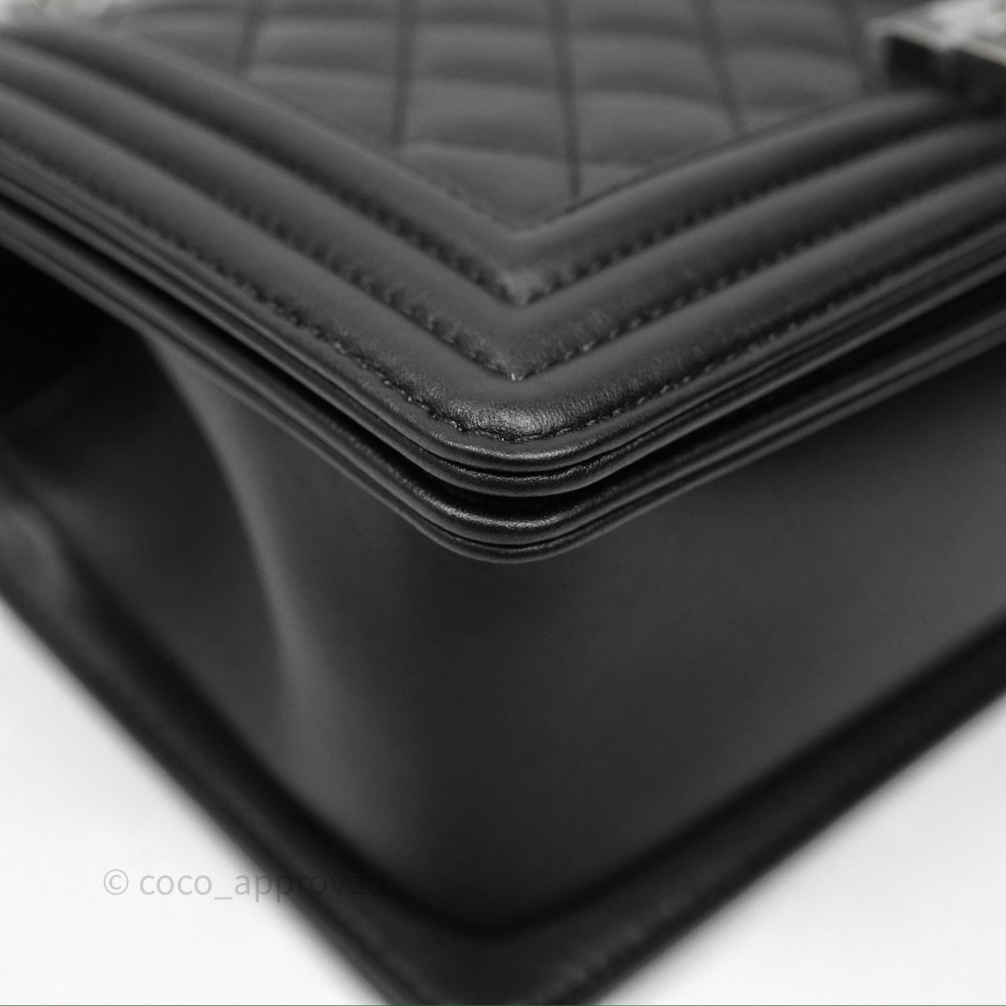 Chanel Quilted Medium Boy Black Lambskin Ruthenium Hardware