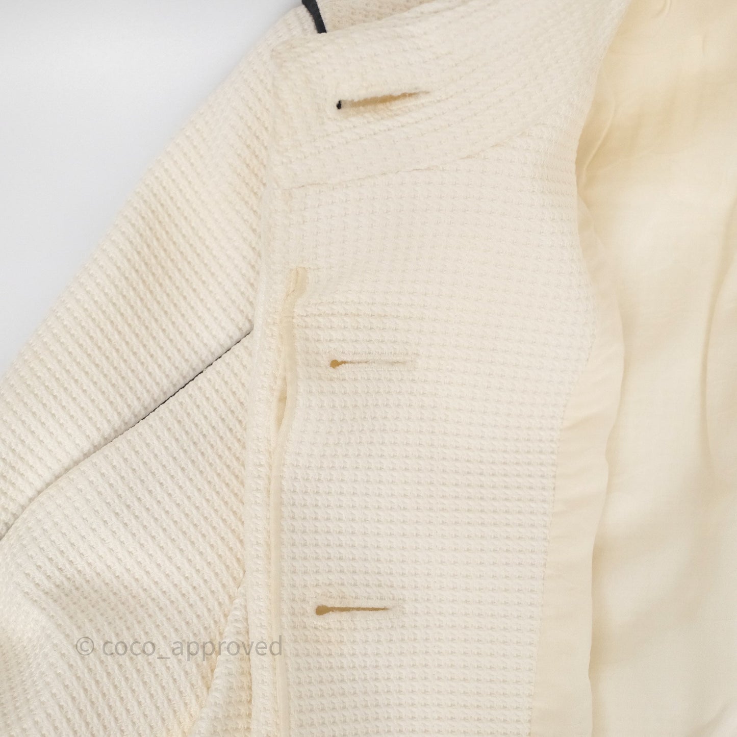 Chanel Jacket Cotton Tweed White/ Black Size 36