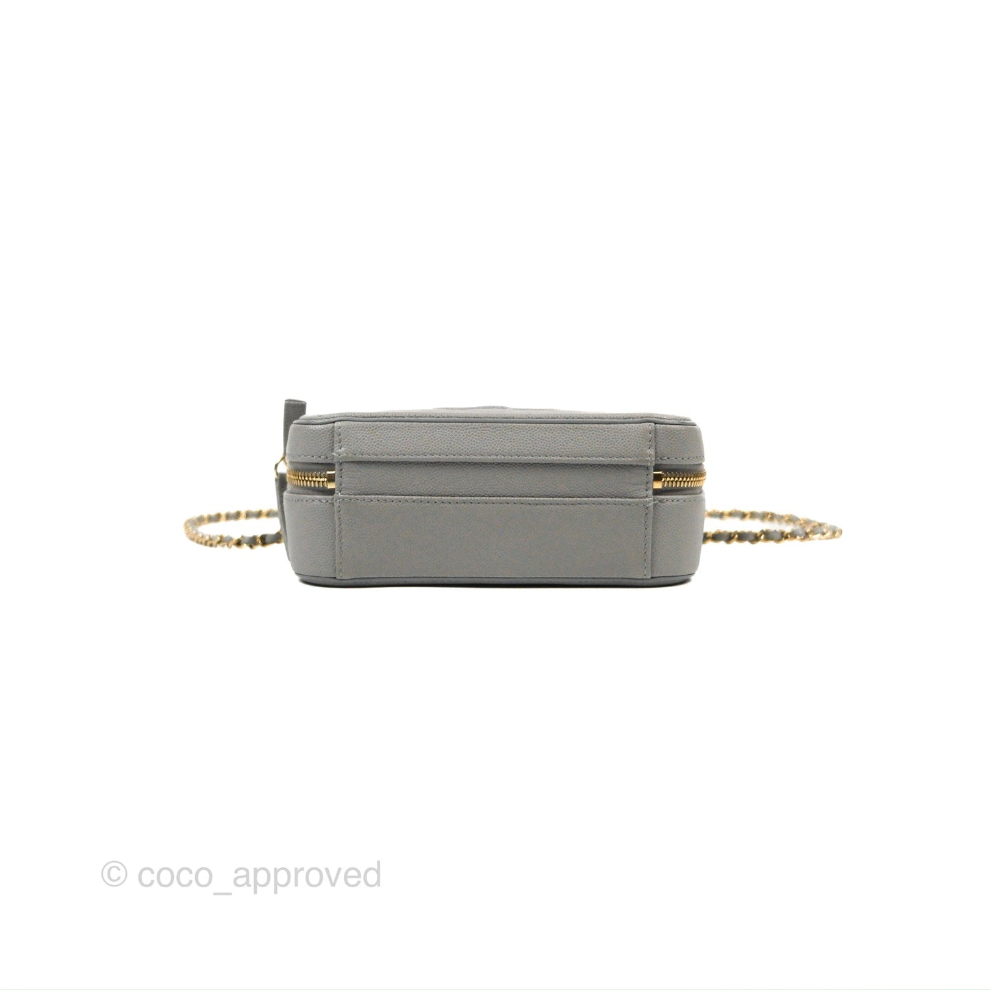 Chanel Quilted Small CC Filigree Vanity Case Grey Caviar Gold Hardware