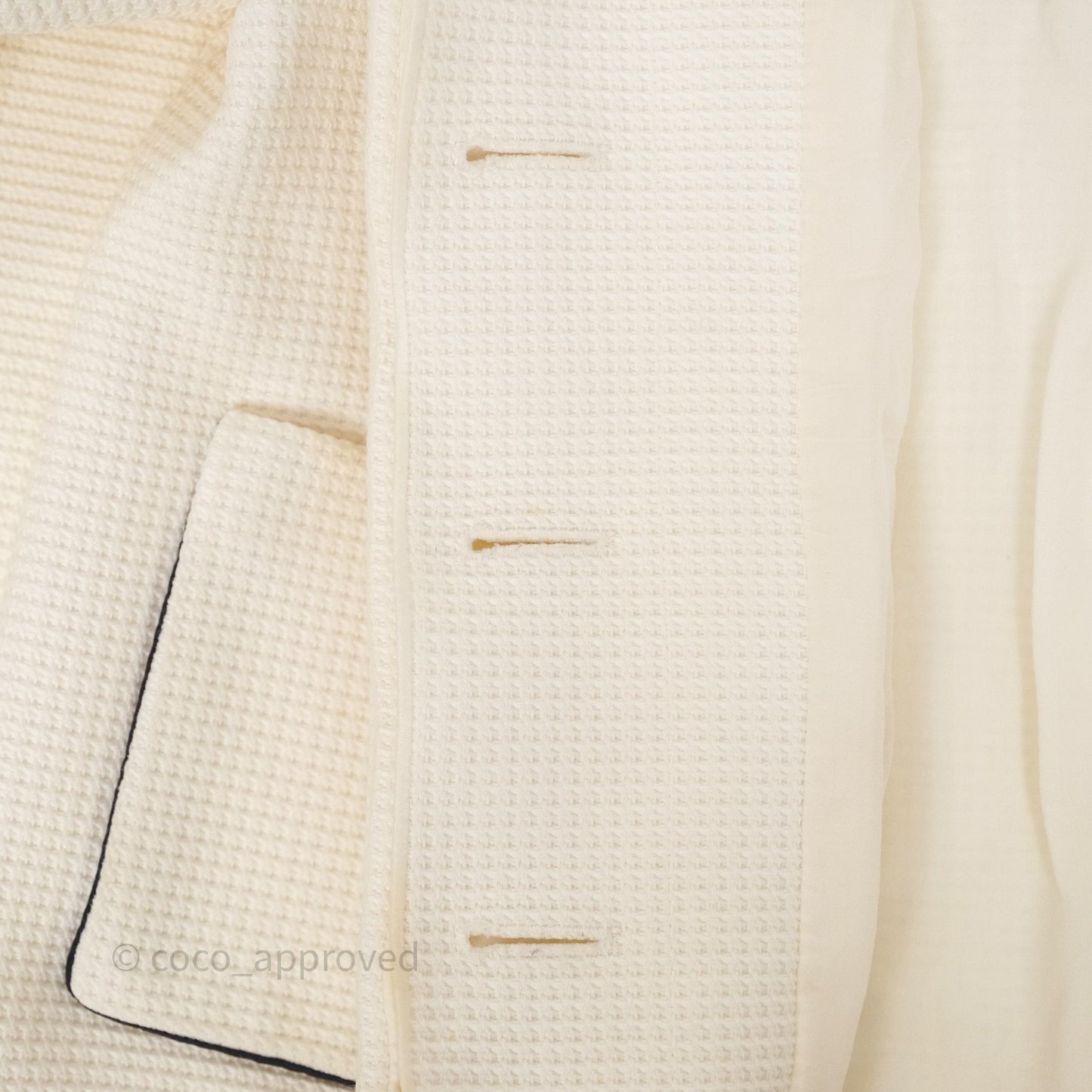 Chanel Jacket Cotton Tweed White/ Black Size 36
