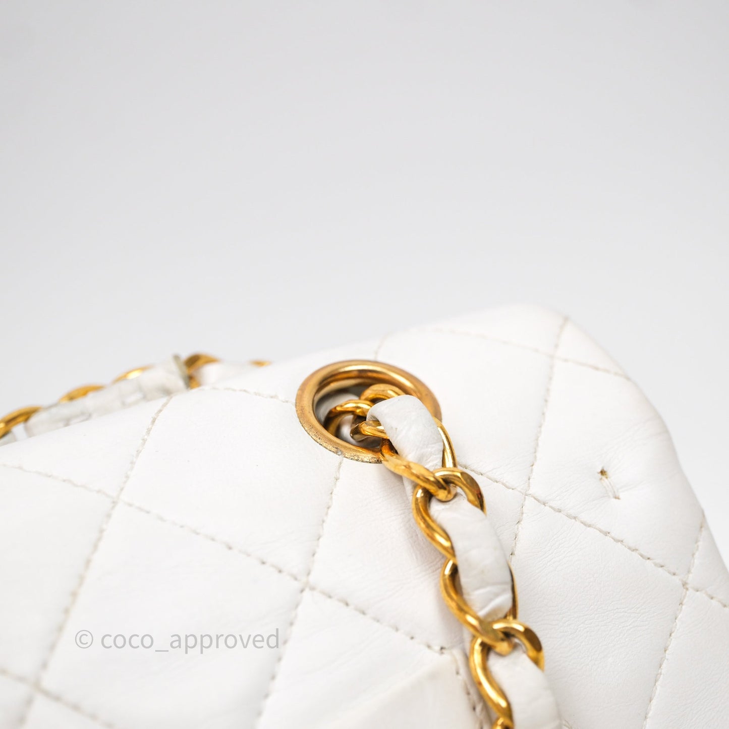 Chanel Classic Vintage Double Flap M/L White Lambskin 24K Gold Hardware