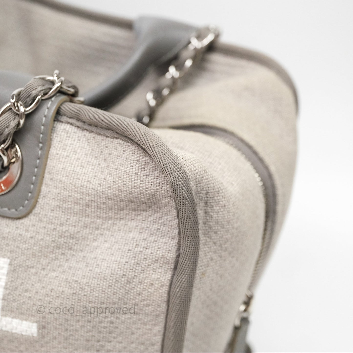Chanel Deauville Bowling Bag Grey Silver Hardware