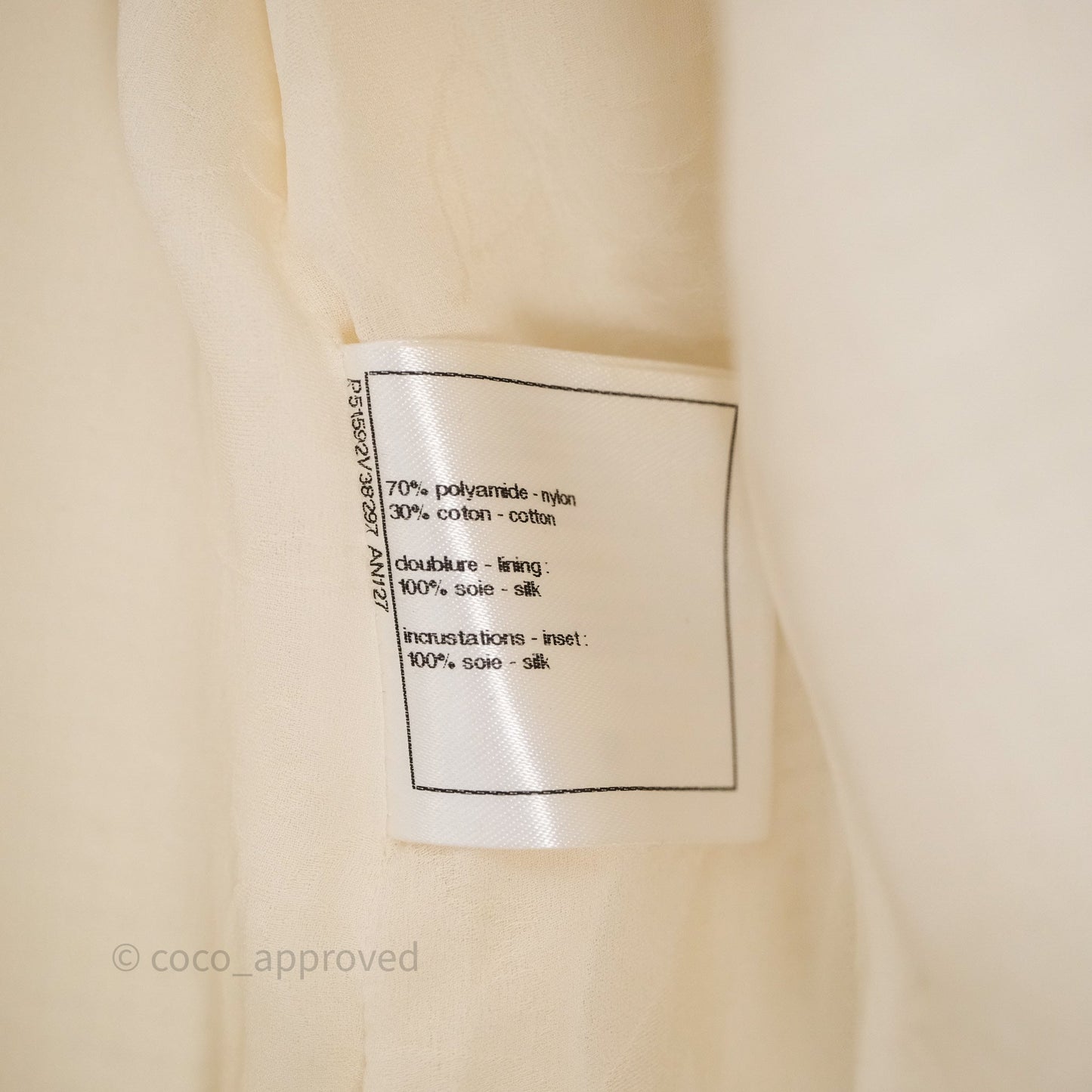 Chanel Jacket Cotton Tweed White/ Black Size 36
